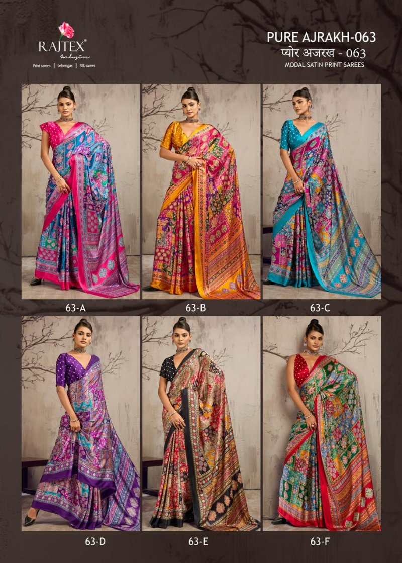Pure Ajrakh 063 By Rajtex Modal Satin Ajrakh Print Saree